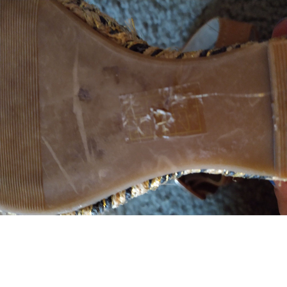 JUST FAB RED & TAN WEDGE SANDALS  - SIZE 7 - VERY CUTE - Picture 8 of 8